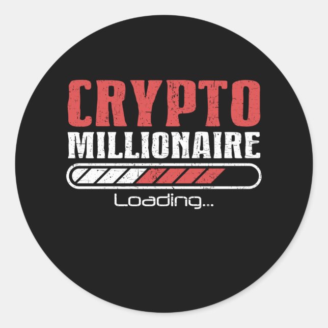 Sticker Rond Crypto Millionaire Funny Bitcoin Crypto (Devant)