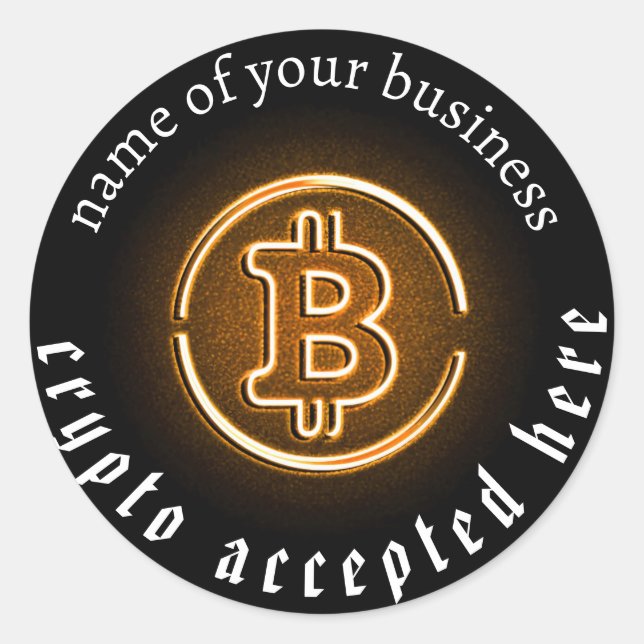 Sticker Rond Crypto paiements acceptés porte jusqu'à btc