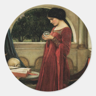 Sticker Rond Crystal Ball par John William Waterhouse