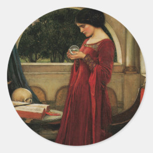 Sticker Rond Crystal Ball Woman Waterhouse Peinture