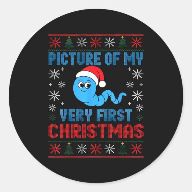 Sticker Rond Cture Of My Very First Christmas Joke Funny Xmas H (Devant)