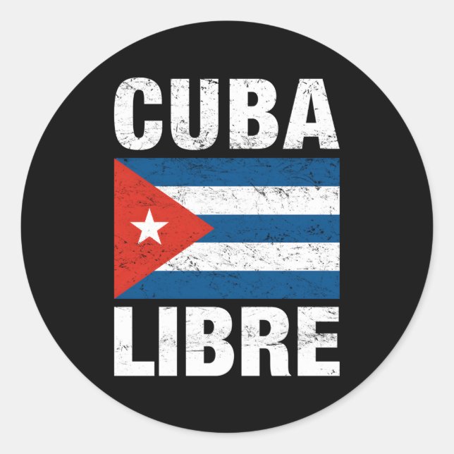Sticker Rond Cuba Libre Libérer Cuba Drapeau cubain (Devant)