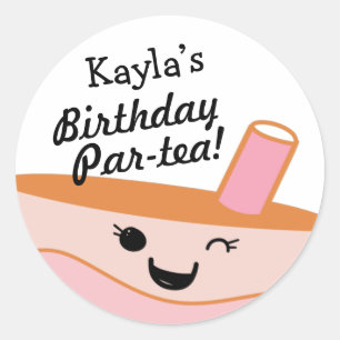 Sticker Rond Cube Bubble Tea Boba fête d'anniversaire
