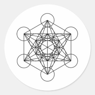 Sticker Rond Cube de Metatron (blanc)