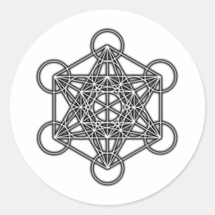 Sticker Rond Cube de Metatron (Noir)