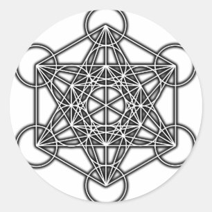 Sticker Rond Cube de Metatron (Noir)