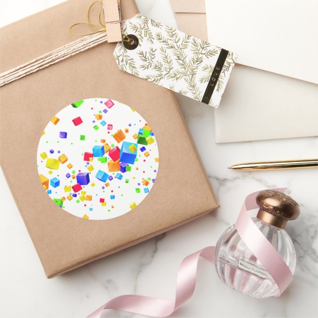 Sticker Rond Cubes colorés 1 (Cadeaux)