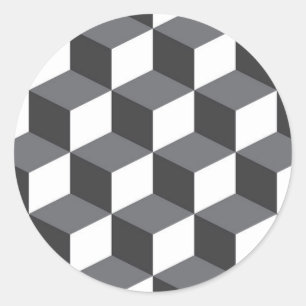 Sticker Rond Cubes d'architecture urbaine, simple, moderne moti