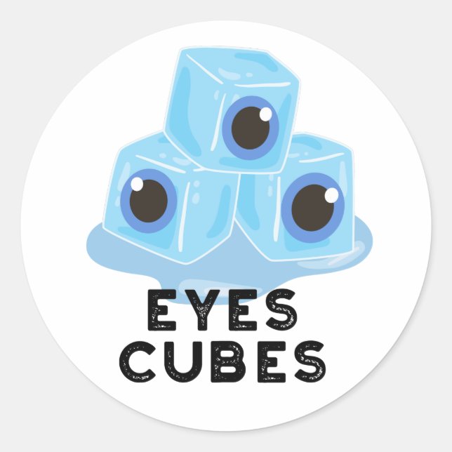 Sticker Rond Cubes d'yeux amusant jeu de glace (Devant)