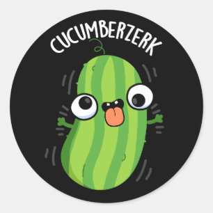 Sticker Rond Cucumberzerk Funny Berzerk Cucumber Pun Dark BG