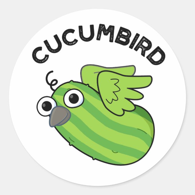 Sticker Rond Cucumbird Fundy Veggie Cucumber Pun (Devant)