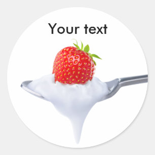 Sticker Rond Cuillère de yaourt à la fraise