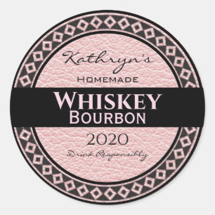 Sticker Rond Cuir rose personnalisé rond