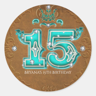 Sticker Rond Cuir synthétique marron rustique occidental numéro