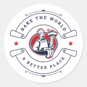 Sticker Rond Cuire Le Monde Un Meilleur Endroit Chef boulangeri