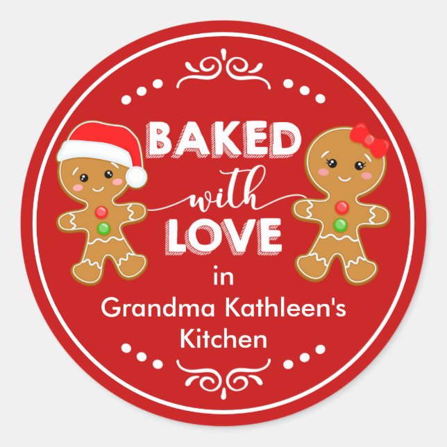 Sticker Rond Cuisiné avec amour Pain d'épices Enfants Baking (Devant)