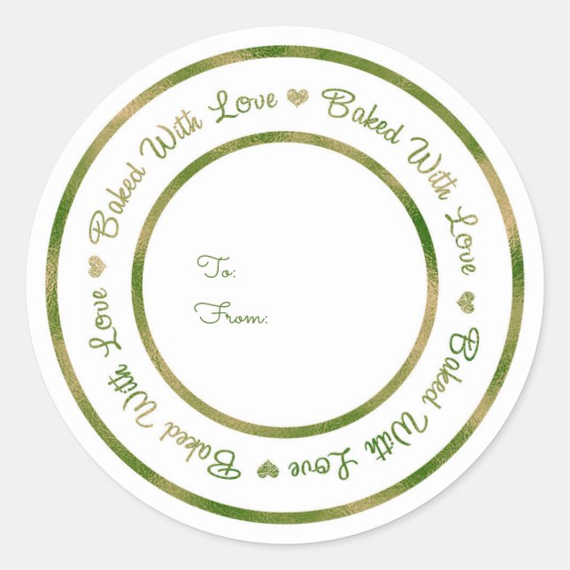 Sticker Rond Cuisiné Avec Amour Traitez Vert Brillant Glam Mode (Devant)