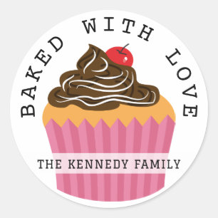 Sticker Rond Cuisiné Avec Des Cupcakes Amoureux De La Cuisine D