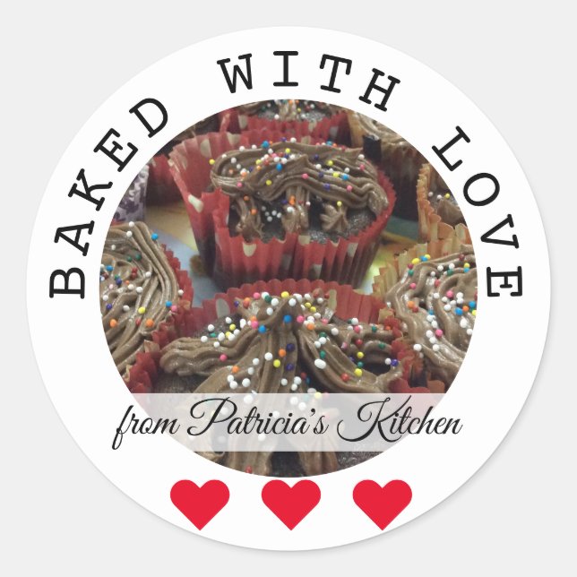 Sticker Rond Cuisiné Avec Des Cupcakes Amoureux De La Cuisine D (Devant)