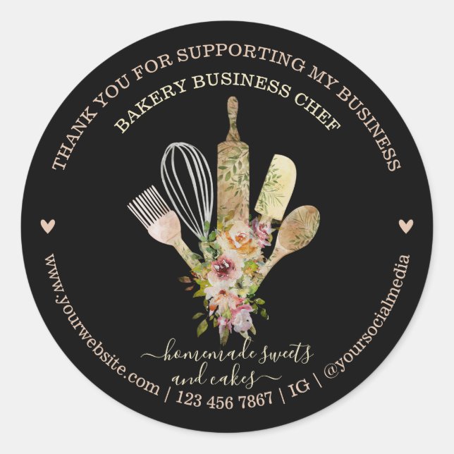 Sticker Rond Cuisine boulangerie Chef Rustique Eucalyptus Boho  (Devant)
