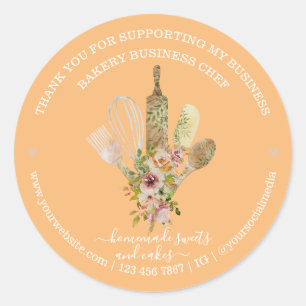 Sticker Rond Cuisine boulangerie Chef Rustique Eucalyptus Motif