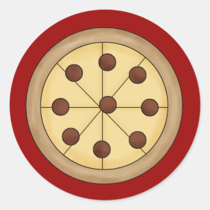 Sticker Rond Cuisine Cartoon Italienne Pizza Pie Délicieux Rep