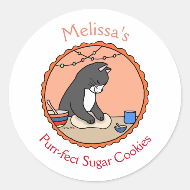 Sticker Rond Cuisine Cuisine Cuisine Cuisine personnalisée Muff (Devant)