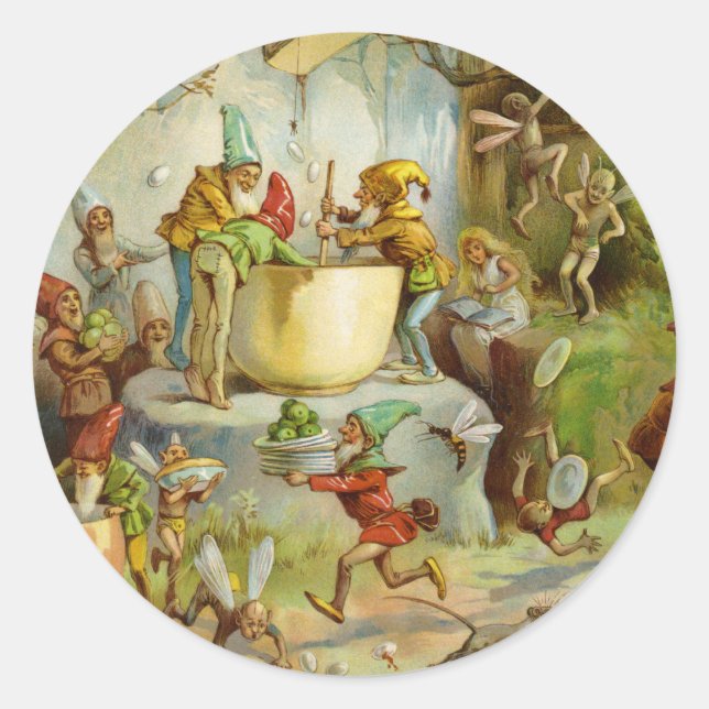 Sticker Rond Cuisine Dans La Cuisine Gnome (Devant)