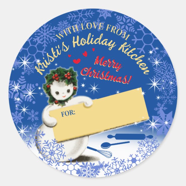 Sticker Rond Cuisine de Noël maison de vacances à partir de (Devant)