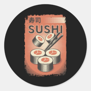 Sticker Rond Cuisine de sushi japonaise parfaite Conception d
