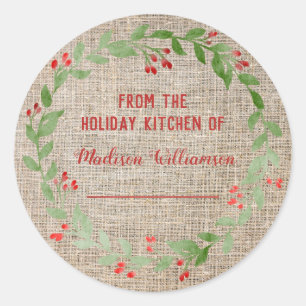 Sticker Rond Cuisine de vacances en jute   Confiture maison en 