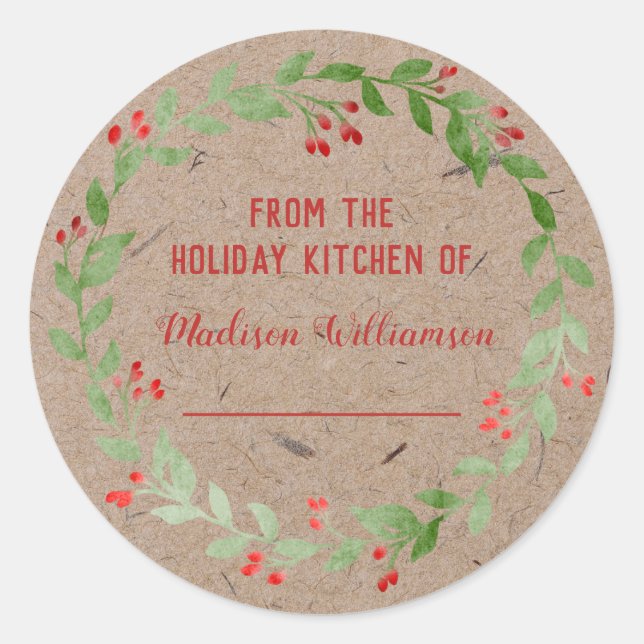 Sticker Rond Cuisine de vacances en papier Kraft | Maison (Devant)