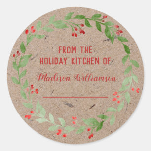 Sticker Rond Cuisine de vacances en papier Kraft   Maison