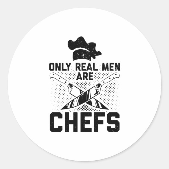 Sticker Rond Cuisine des vrais hommes | Cuisinier Hobby Chef Id (Devant)