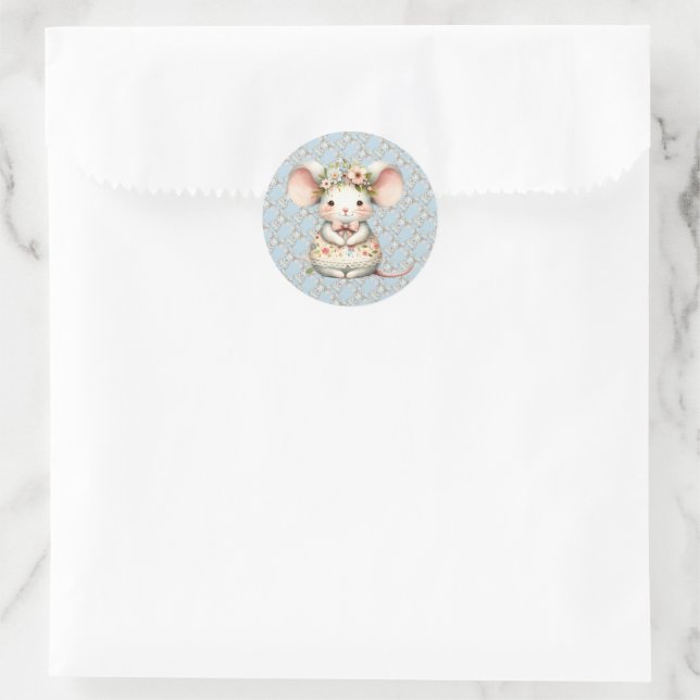 Sticker Rond Cuisine Florale Souris Couronne Fleur (Sac)