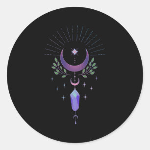 Sticker Rond Cuisine Goth Crescent Lune Fluorite Crystal Pastel