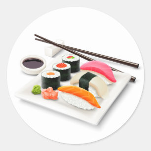 Sticker Rond Cuisine japonaise sushi