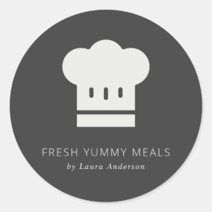 Sticker Rond Cuisine minimaliste Rustique Noir et Blanc Chef Ca