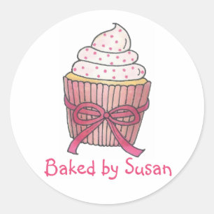 Sticker Rond Cuisiné Personnellement Par Cuisson De Cupcake Ros