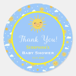 Sticker Rond Cuisine Sunshine Sky Baby shower Merci