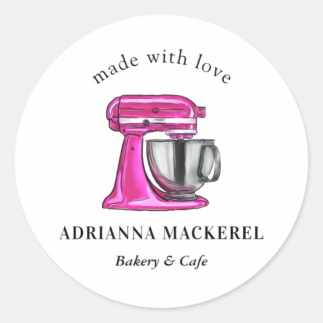 Sticker Rond Cuisine Whiser Rose Traiteur Pâtisserie Chef Cuisi (Devant)