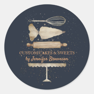 Sticker Rond Cuisinier de pâtisserie Abricot Marine
