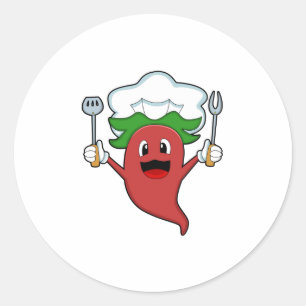 Sticker Rond Cuisinier de poivre Vegan