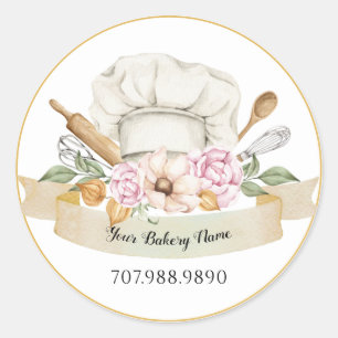 Sticker Rond Cuisiniers pâtissiers Baker Outils Produits Étique