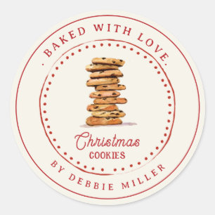 Sticker Rond Cuisson de biscuits de Noël personnalisés vintage