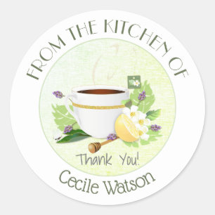 Sticker Rond Cuisson de Merci de thé de tasse de thé