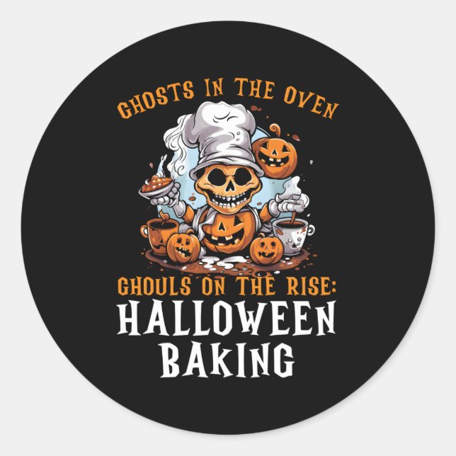 Sticker Rond Cuisson Halloween Tricot Ou Traiter Boulangerie Bo (Devant)