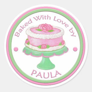 Sticker Rond Cuit au four avec amour Cuisson personnalisée~Gâ