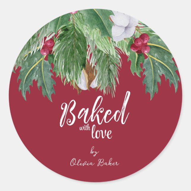 Sticker Rond Cuit avec amour | Baking de Noël (Devant)