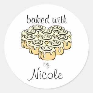 Sticker Rond Cuit Avec Amour Cinnamon Roll Coeur Personnalisé